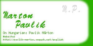 marton pavlik business card