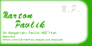 marton pavlik business card